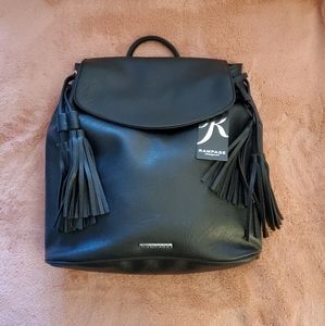 Rampage Black Faux Leather Backpack w/ Tassels